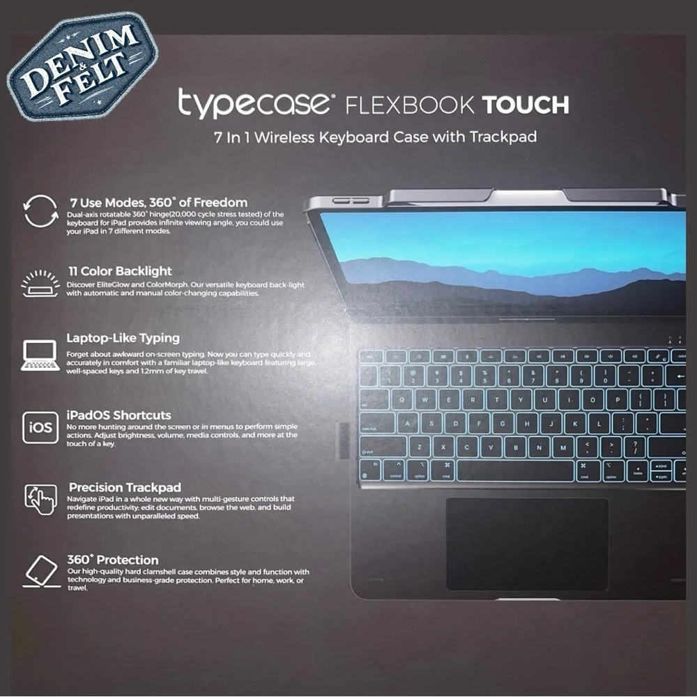 Typecase Flexbook Touch iPad Pro 11 Case w/ Keyboard, 360 Rotable Wireless | NEW